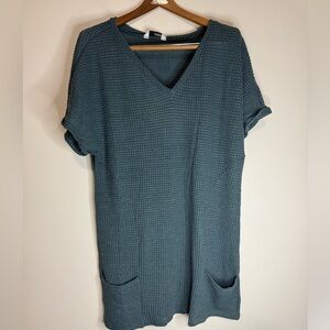 Cupshe NWT Teal/Green V-Neck Waffle Knit swim coverup in size Large